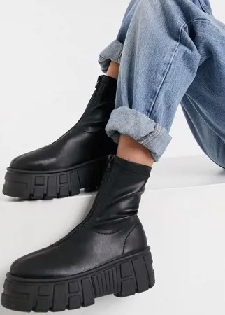 Черные ботинки на массивной подошве с молнией спереди ASOS DESIGN Absolute-Черный цвет