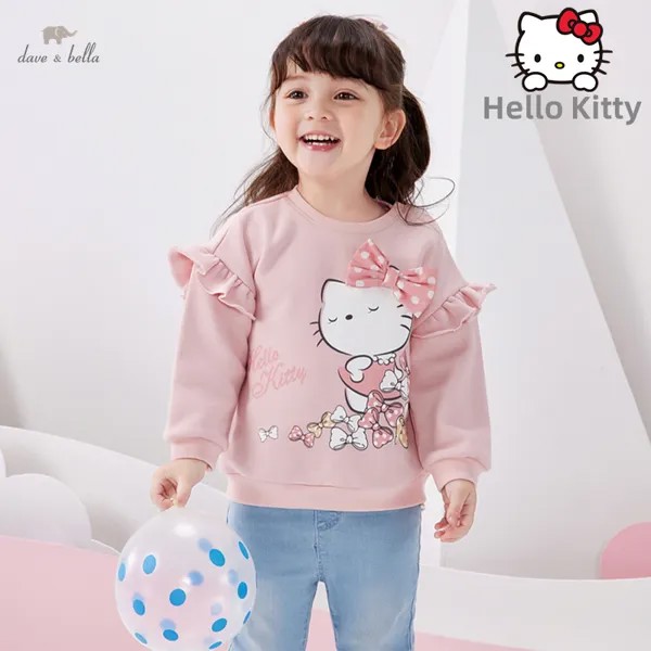 Демисезонные Мультяшные толстовки Hello Kitty Dave Bella, милые детские топы для девочек, модные детские футболки для девочек DB1220846 DBM20297
