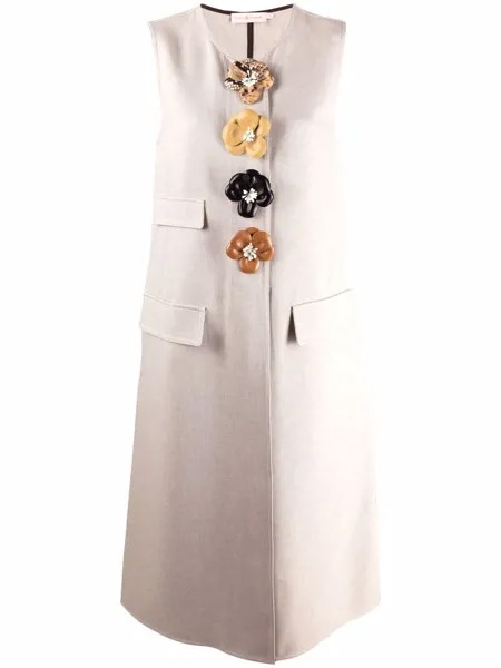 Tory Burch decorative-button detail sleeveless coat