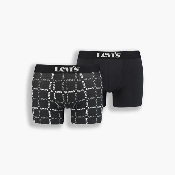 Боксеры мужские Levi's Logo Plaid Boxer Brief 2P черные XXL