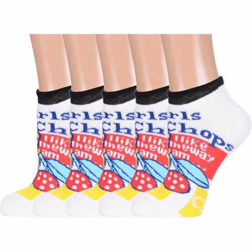 Носки PARA socks, 5 пар, размер 23, мультиколор, белый