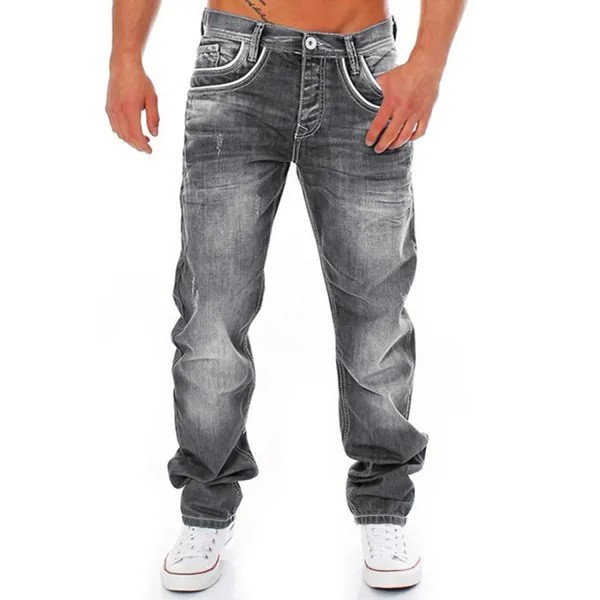 Мужские винтажные джинсы свободного кроя с карманом на молнии и карманом на молнии