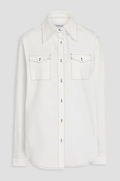Рубашка из хлопкового поплина стрейч с прострочкой Anna Quan, белый