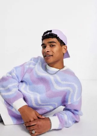 Пушистый вязаный джемпер с волнистыми полосками в пастельных тонах ASOS DESIGN-Разноцветный