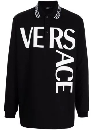 Versace рубашка поло с длинными рукавами и логотипом
