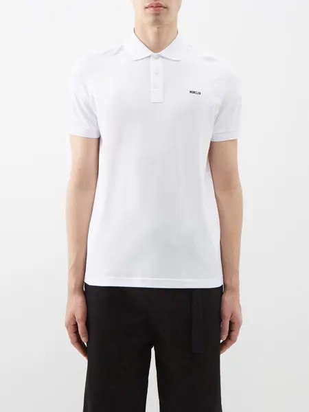 Рубашка-поло из смесового хлопка с вышитым логотипом Moncler, белый