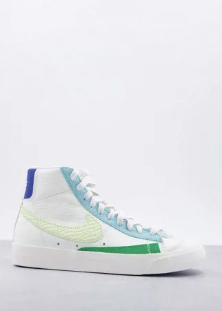 Кремовые кроссовки средней высоты с отделкой синего и зеленого цвета Nike Blazer Mid '77-Зеленый цвет