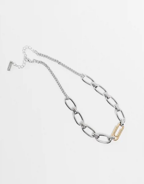 Ожерелье-чокер со скрепкой из комбинированных металлов Topshop-Multi
