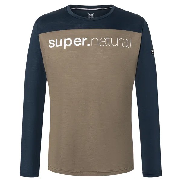 Лонгслив из мериноса Super Natural Contrast L/S, цвет Stone Grey/Blueberry