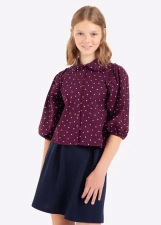 Бордовая рубашка в сердечко для девочки Gloria Jeans