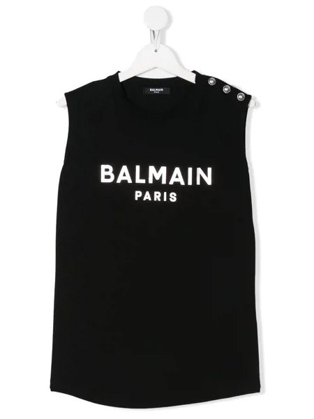 Balmain Kids топ без рукавов с логотипом