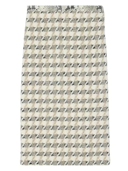Твидовая юбка-карандаш с узором «гусиные лапки» St. John, мультиколор