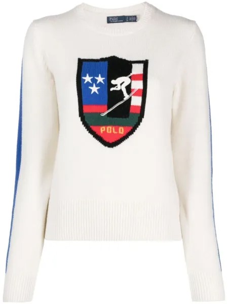 Polo Ralph Lauren шерстяной джемпер с логотипом, белый