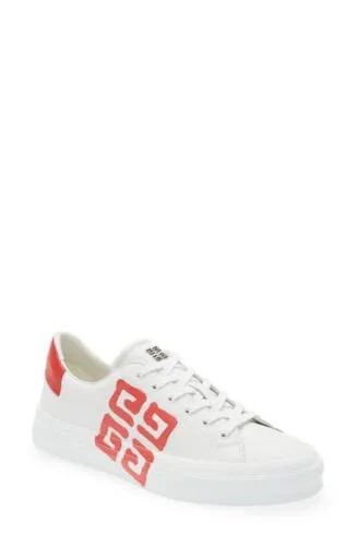 Мужские городские спортивные кроссовки с логотипом Givenchy, кожаные, белые/красные, 43 евро, 10 долларов США.