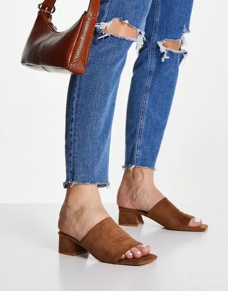 Светло-коричневые мюли на блочном каблуке ASOS DESIGN Hadley-Коричневый цвет