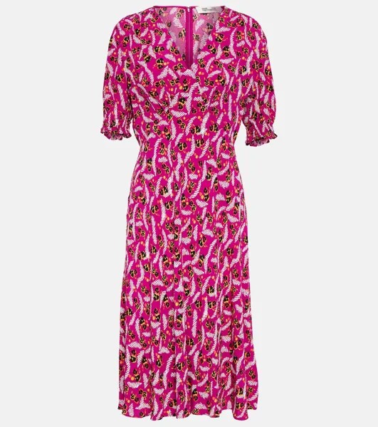 Платье миди Jemma с цветочным принтом DIANE VON FURSTENBERG, розовый