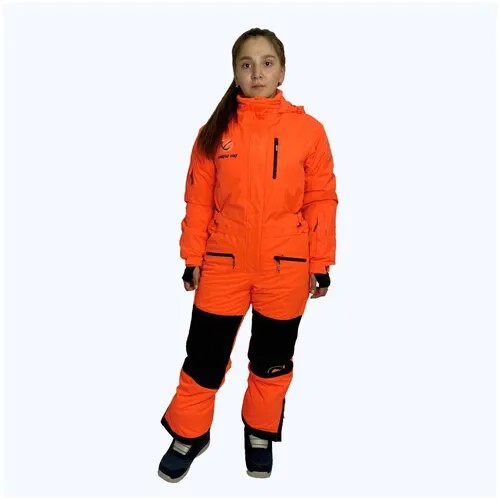 Комбинезон Snow Headquarter детский, карман для ски-пасса, капюшон, карманы, размер 158, оранжевый