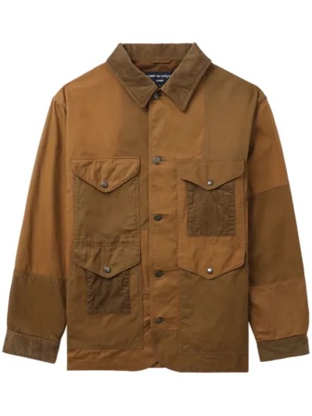 Comme des Garçons Homme куртка-рубашка со вставками, коричневый