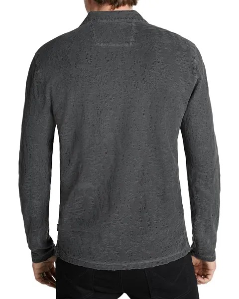 Поло John Varvatos Adam Long Sleeve Polo in Freeform Jacquard K6405Z4, цвет Iron Grey