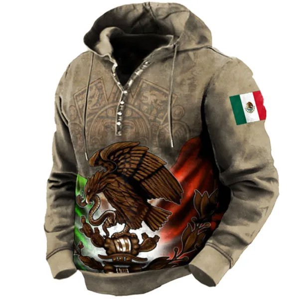 Мужская винтажная толстовка с принтом мексиканского флага