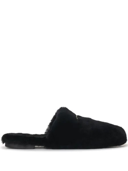 ANINE BING link-detail shearling mules, черный
