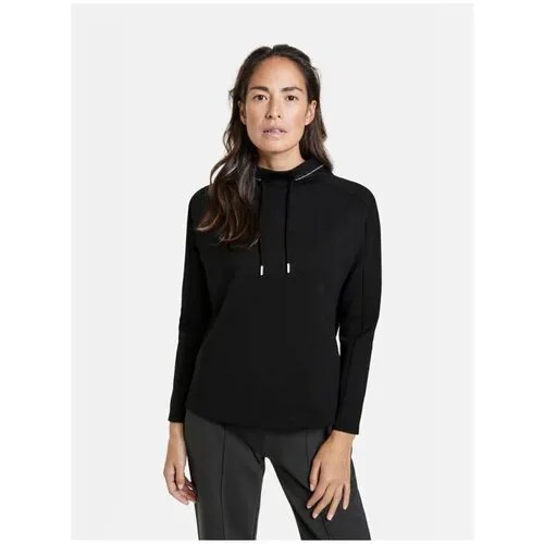 Лонгслив  Gerry Weber, прилегающий силуэт, воротник-стойка,  однотонный,  размер 42 / L, черный