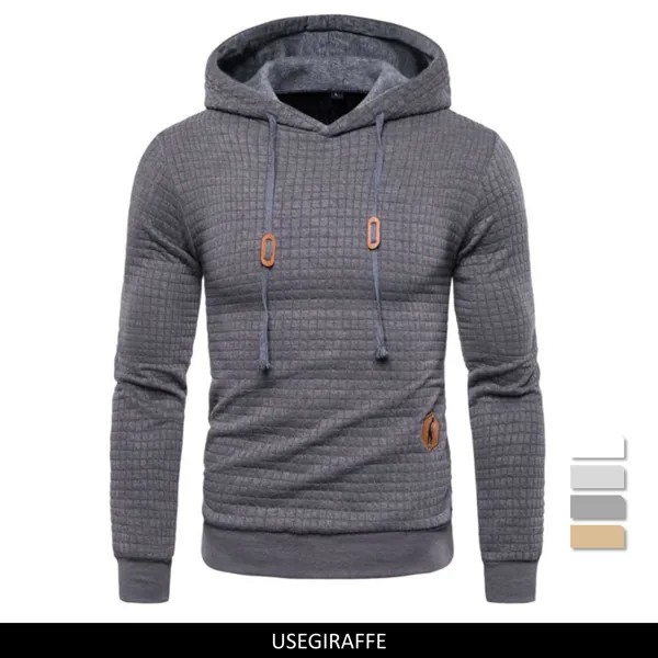 Весенняя осень Hoodies Мужчины случайные с капюшоном Plaid Sweatshirt Мужчины Мода Pullover Hoodies Спортивная мужская одежда