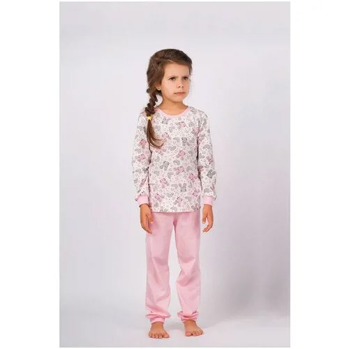 Пижама Бамбинни, п2кб к; белый,розовый, 98