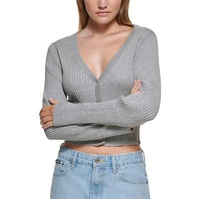 DKNY Jeans Женский серый укороченный приталенный кардиган-свитер M BHFO 9360