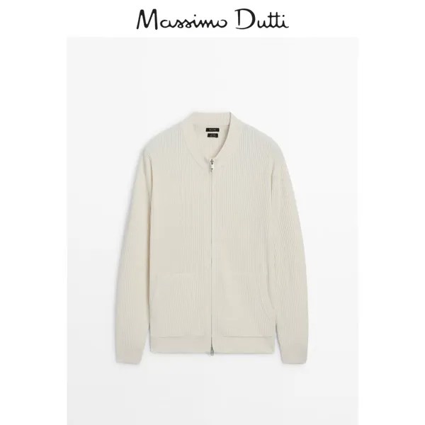 Кардиган мужской Special Massimo Dutti 2024 удобный, кремовый