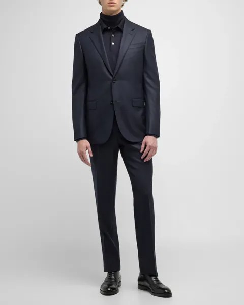 Мужской шерстяной костюм в полоску ZEGNA, цвет Navy Stripe