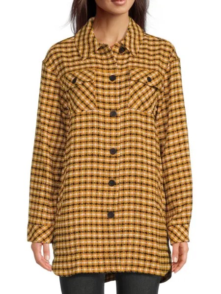 Клетчатая куртка-рубашка Karl Lagerfeld Paris, цвет Golden Yellow Combo