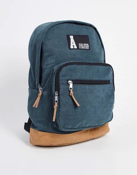 Парусиновый сине-зеленый рюкзак с контрастным основанием из искусственной замши и фирменной отделкой ASOS DESIGN-Зеленый цвет