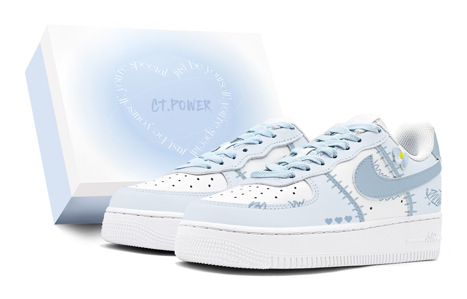 Кроссовки Nike Air Force 1 Skateboarding Shoes Unisex Low-top Blue, белый/синий