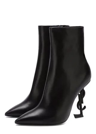 Кожаные ботильоны Opyum на фигурном каблуке Saint Laurent