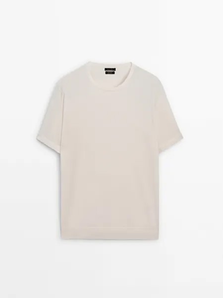 Футболка с короткими рукавами из 100% хлопка Massimo Dutti, бежевый
