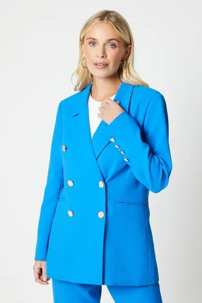 Двубортный удлиненный пиджак Petite Premium Wallis, синий