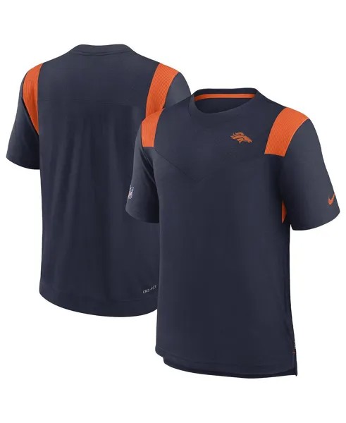 Мужская темно-синяя футболка с логотипом denver broncos sideline performance player Nike, синий