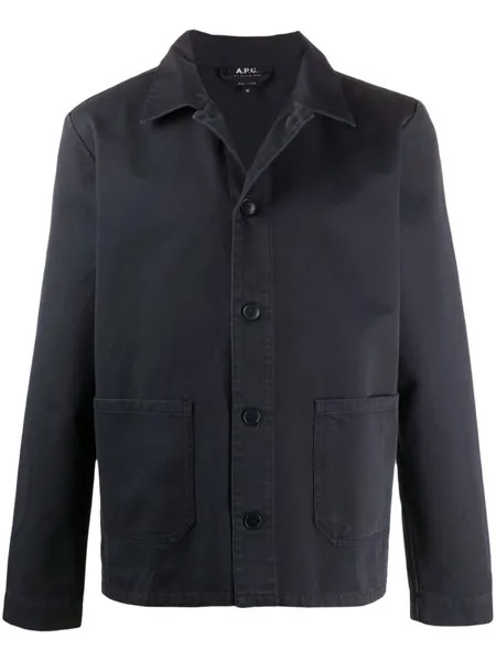 A.P.C. однотонная куртка-рубашка, синий
