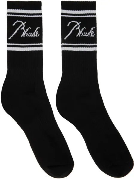 Черные носки с логотипом Rhude, цвет Black/White