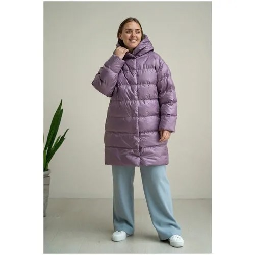 Куртка  Modress зимняя, средней длины, оверсайз, карманы, размер 48, фиолетовый