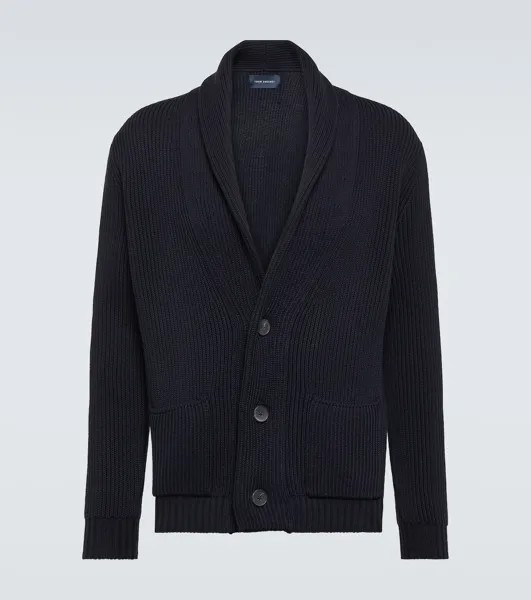 Шерстяной кардиган ребристой вязки Thom Sweeney, синий