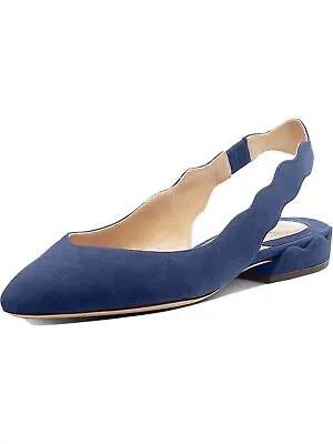 CHLOE Womens Navy Laurena Round Toe Block Heel Slip On Leather Slingback 38