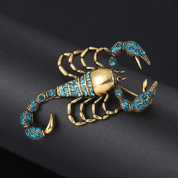 1Pc Scorpion Броши со стразами Золотой сплав Брошь Pin Vintage Crystal