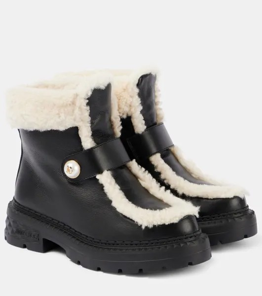 Ботильоны из кожи с подкладкой из овчины Ши Jimmy Choo, цвет black/natural