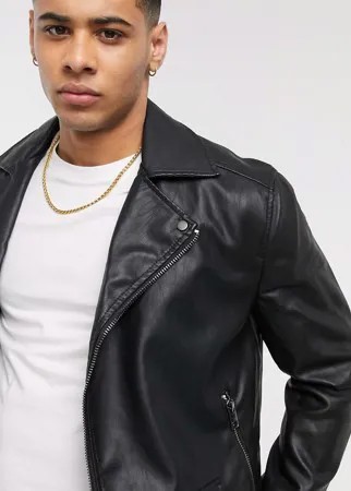 Черная байкерская куртка New Look-Черный цвет