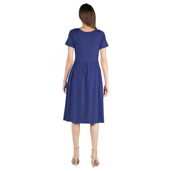 Женское платье миди с короткими рукавами и карманами 24seven Comfort Apparel 24Seven Comfort Apparel, голубой