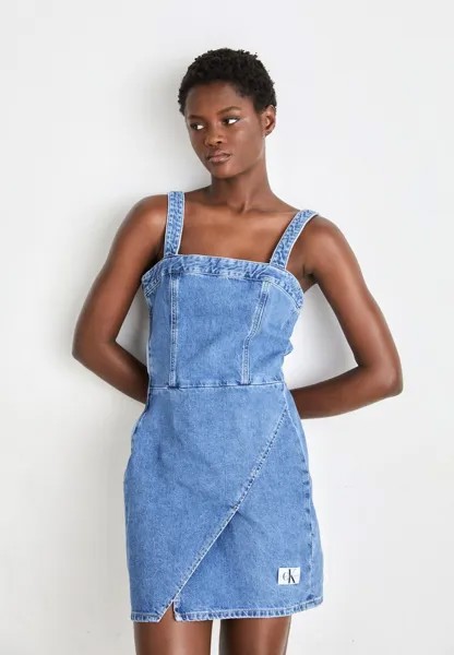 Джинсовое платье WRAP BODYCON DRESS Calvin Klein Jeans, цвет denim medium