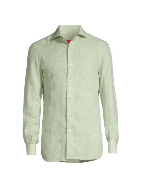 Льняная рубашка Delave с пуговицами спереди Isaia, зеленый