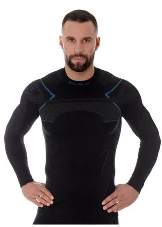 Термобелье мужское Brubeck футболка с длинным рукавом THERMO NILIT HEAT черная/голубая L
